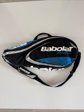 BABOLAT TEAM TENNIS RACKET RACQUET BAG W/ SHOULDER STRAP BLUE BLACK SILVER
